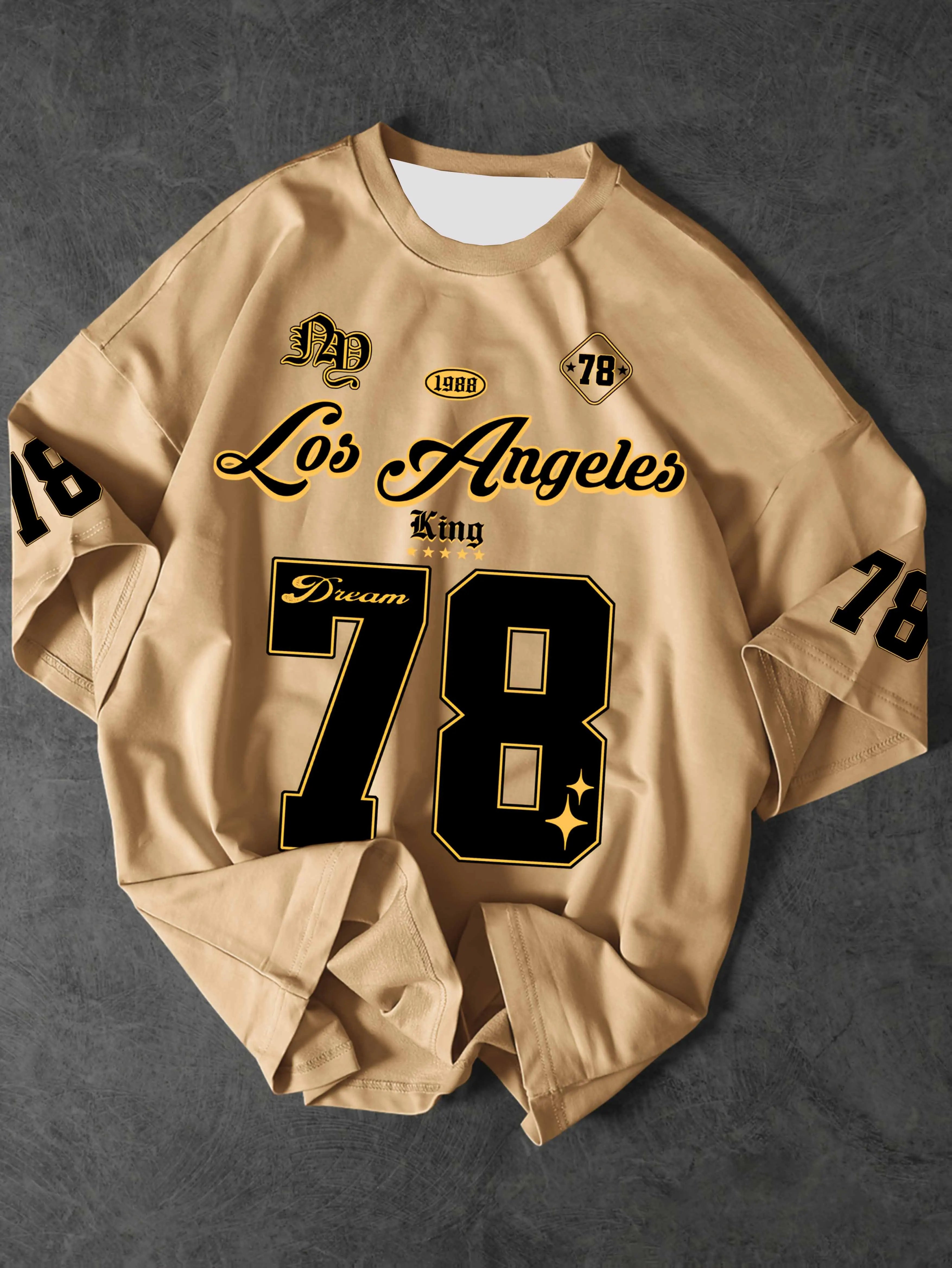 تي شيرت رجالي مطبوع عليه صورة لوس أنجلوس، بأكمام قصيرة، تي شيرت رياضي نسائي، مناسب للجنسين، ملابس يومية صيفية، تي شيرت رجالي للسباقات