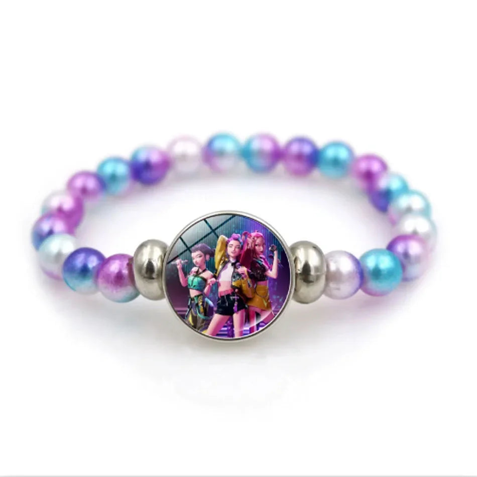 سوار من الخرز الزجاجي مصنوع يدويًا من خرزات K-Pop Demon Hunters لعام 2025 من Huntr-x Rumi Zoey Mira أساور للجنسين مجوهرات إكسسوارات هدايا للمعجبين