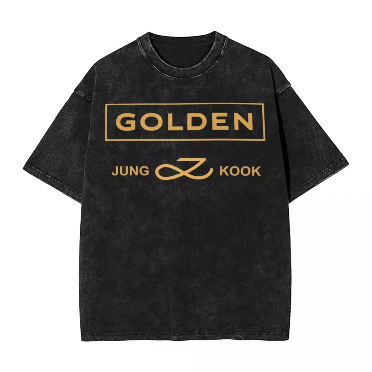 تي شيرت رجالي ونسائي بأكمام قصيرة بتصميم قوطي من Streetwear Golden Moments Jungkooks Hip Hop Washed Vintage T-Shirt مقاس كبير بأكمام قصيرة من القطن للجنسين
