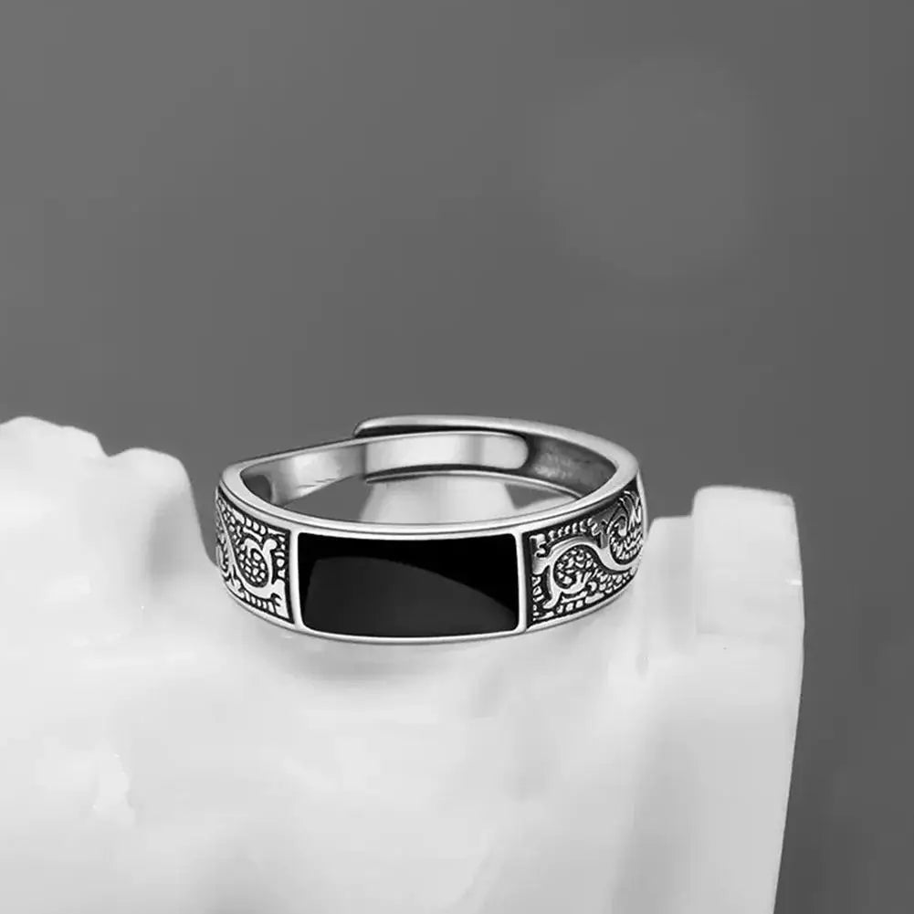 خواتم بسيطة بنمط تنين للرجال والنساء، خاتم مفتوح من النحاس بتصميم عتيق، سلسلة سوداء، إكسسوارات مجوهرات بانك