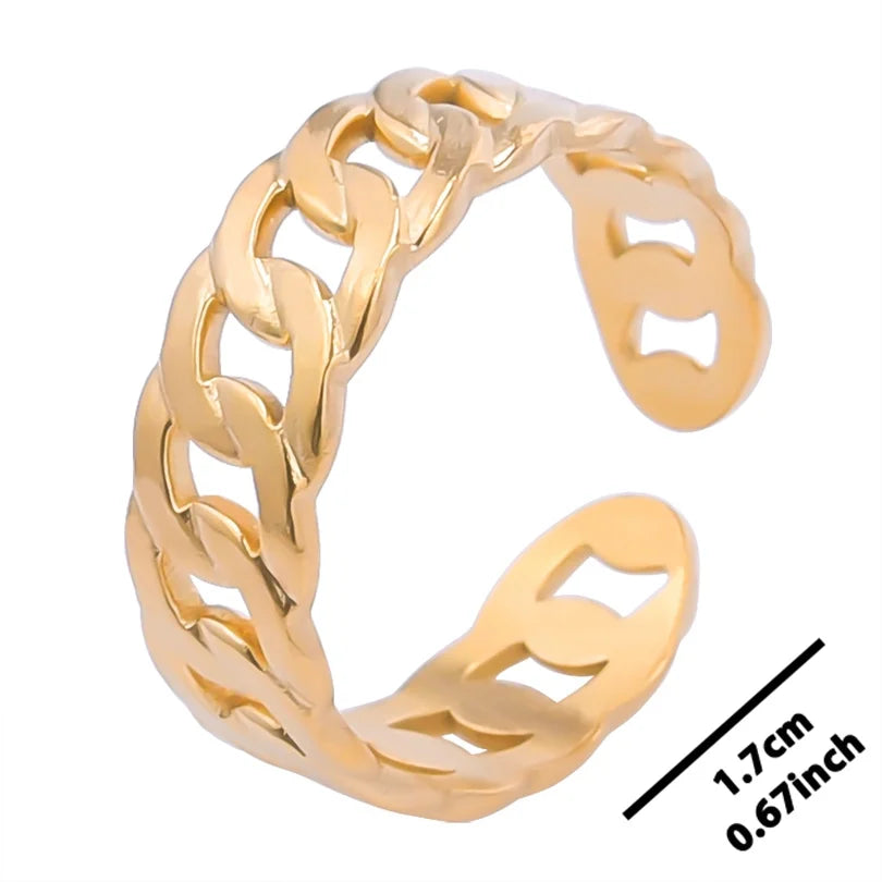 خواتم أنيقة مطلية بالذهب من الفولاذ المقاوم للصدأ، 6 قطع/مجموعة، بتصميمات زهور ونجوم وأوراق شجر وحب وثعبان، خواتم مجردة، مجوهرات نسائية بالجملة