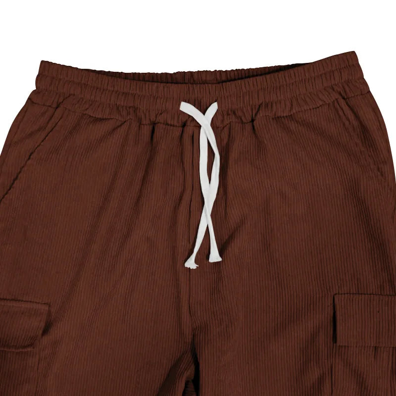 Vintage Corduroy Casual Pants Men Multi Pocket Loose Wide Leg Straight Trousers 2025 New Autumn Fashion Britches Streetwear