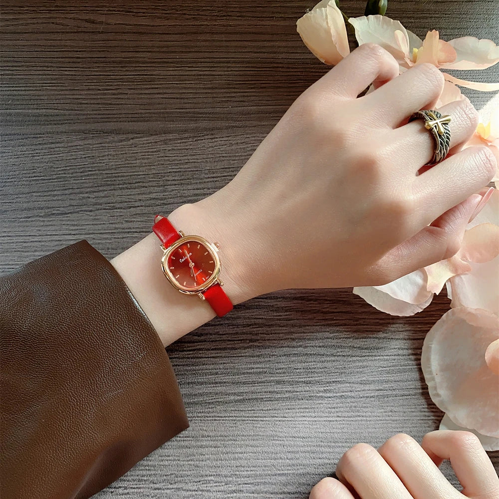 ساعة مربعة أنيقة للبنات، بسوار بني، ساعة كوارتز بسيطة ومتعددة الاستخدامات للنساء، مناسبة للعمل/الزينة/الحفلات