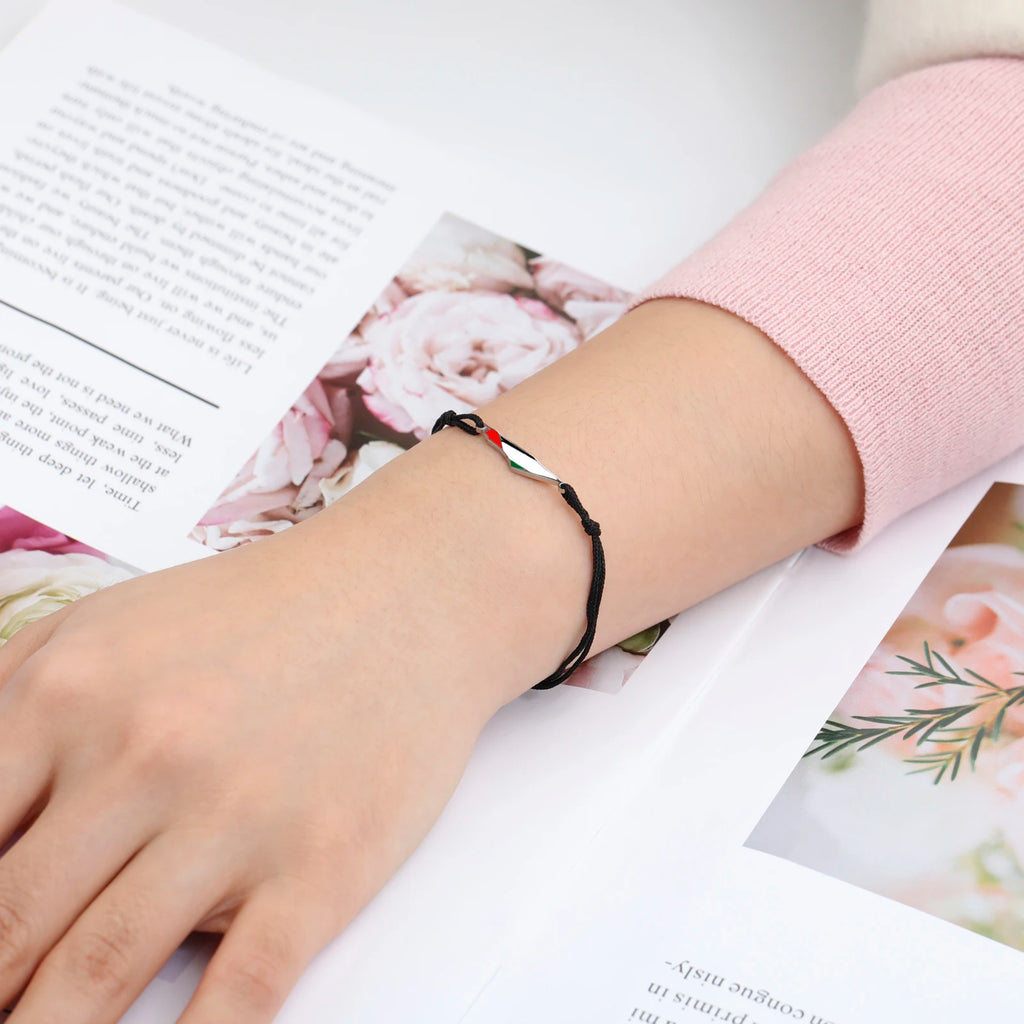 أساور نسائية من COOLTIME بتصميم خريطة فلسطين مصنوعة من الفولاذ المقاوم للصدأ بطبقتين قابلة للتعديل للرجال، سوار جغرافي مجوهرات للبيع بالجملة