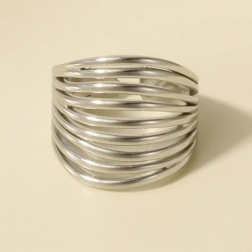 خاتم معدني عالي الجودة بتصميم غير منتظم ومجوف، مفتوح وقابل للتعديل، مصنوع من الفولاذ المقاوم للصدأ، مناسب للنساء والرجال، إكسسوارات مستوحاة من زهرة ونجمة البحر