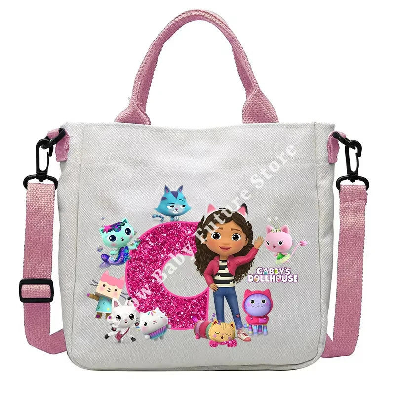 حقيبة كتف أنيقة بتصميم بيوت الدمى غابي للأولاد والبنات على شكل أنمي وحقيبة حمل أنيقة عليها حروف كرتونية وحقيبة يد من القماش وحقيبة كروس بودي وهدايا أعياد الميلاد