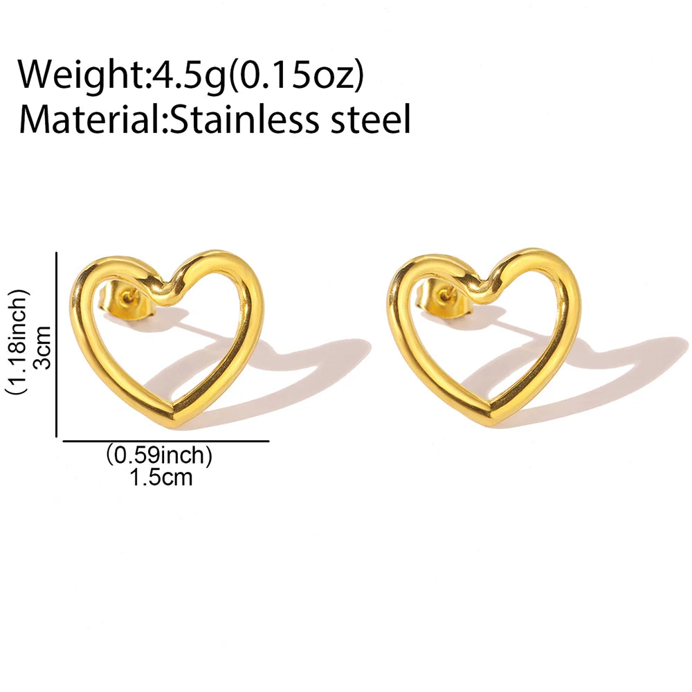 Stainless Steel Earrings Simple Fashion Three Colors Available Cutout Heart Design Earrings For Women Jewelry  Anniversary Gift