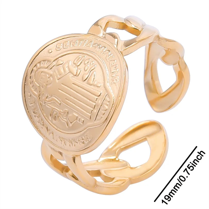 خواتم أنيقة مطلية بالذهب من الفولاذ المقاوم للصدأ، 6 قطع/مجموعة، بتصميمات زهور ونجوم وأوراق شجر وحب وثعبان، خواتم مجردة، مجوهرات نسائية بالجملة