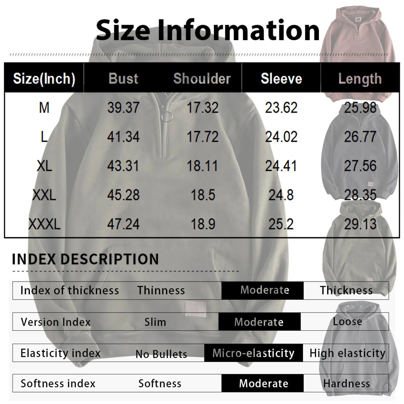 Half Zip Baggy Hoodie Men Pullover Longsleeve Casual Hoodies Fashion Vintage Hooded Sweatshirt