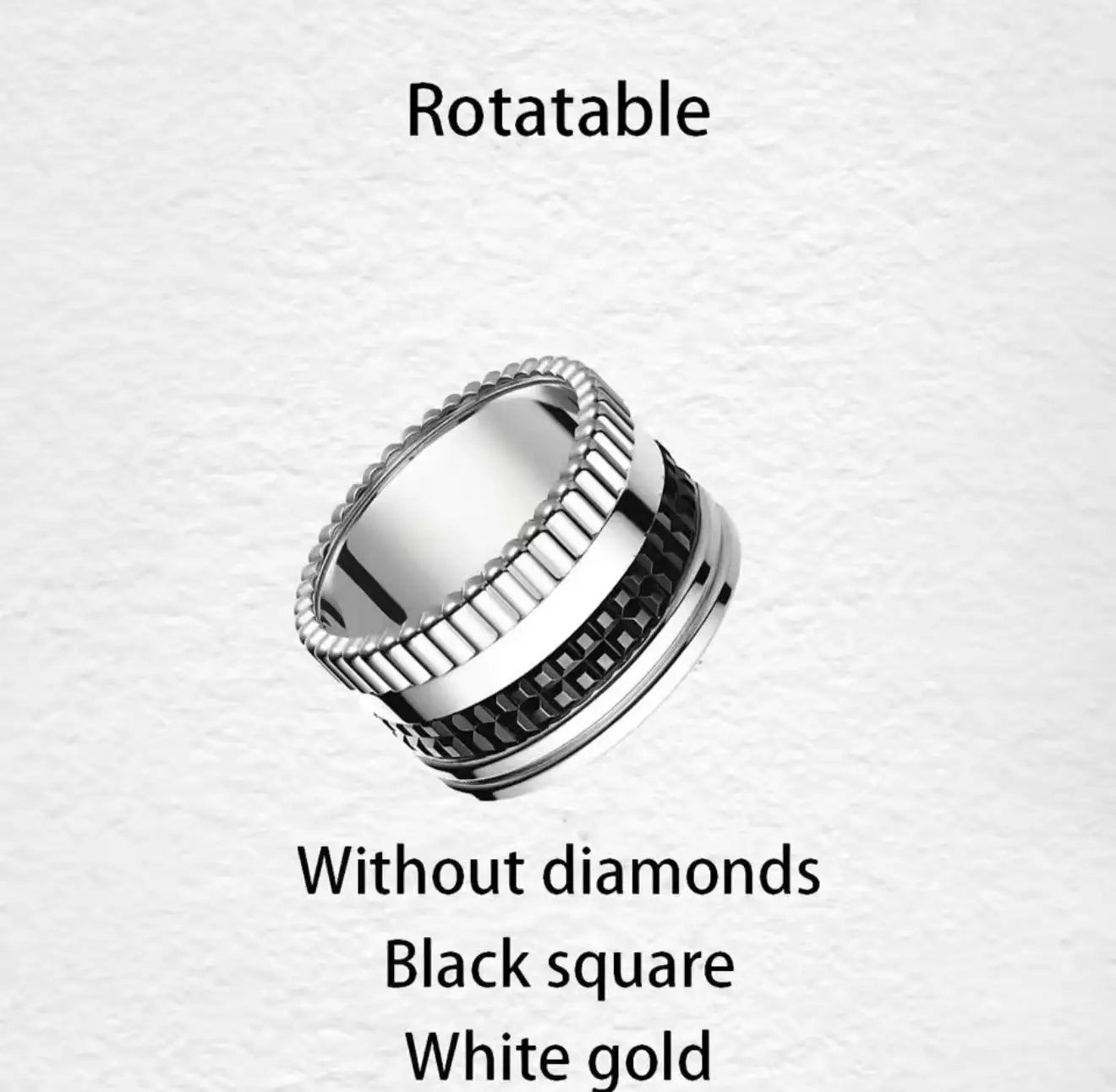 خواتم دوارة فاخرة على الطراز الفرنسي للرجال والنساء قابلة للدوران مصنوعة من مادة الموزانيت عالية الجودة باللونين الأسود والأبيض هدية للمهرجانات