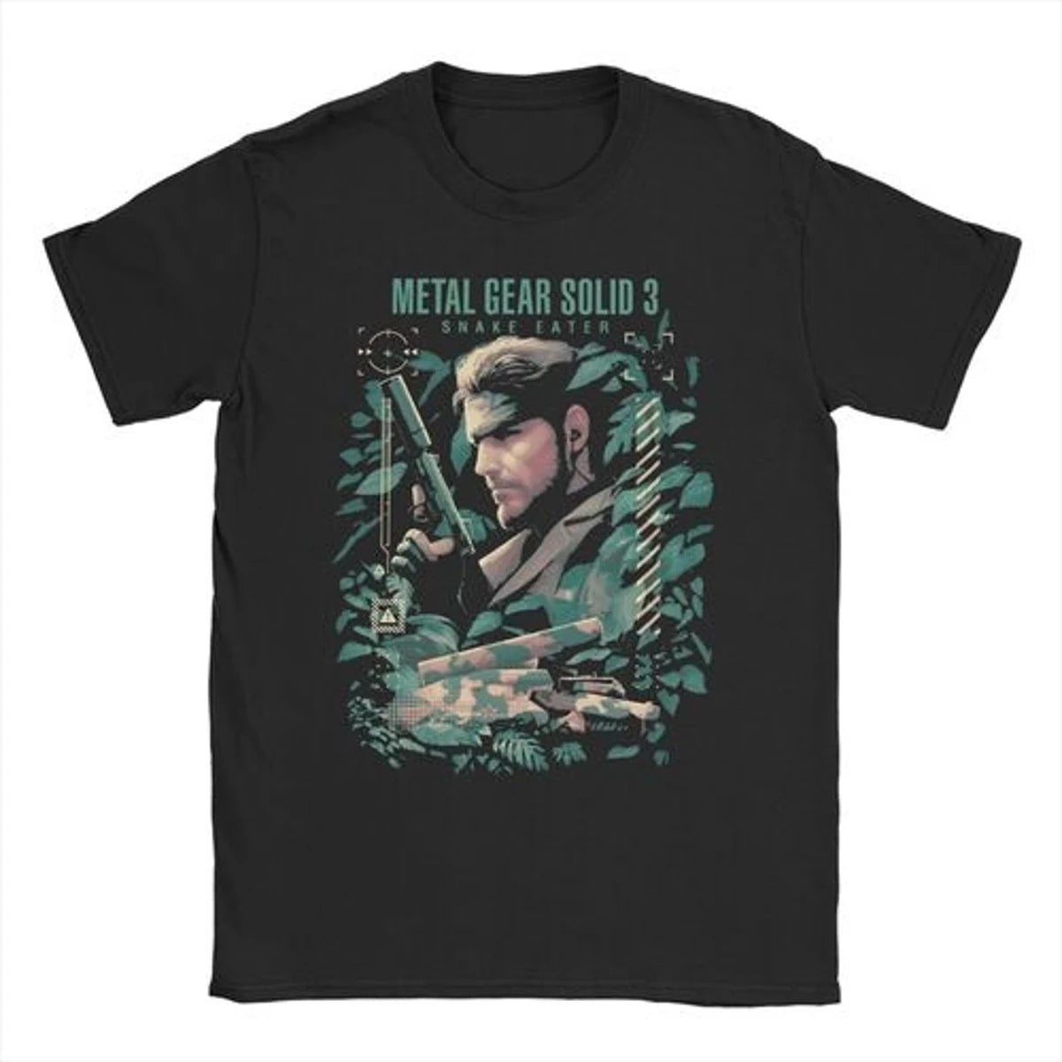 تي شيرت رجالي ونسائي MGS1 Solid Snake Game T-Shirt Metal Gear قطني مضحك بأكمام قصيرة ورقبة دائرية تي شيرت كلاسيكي