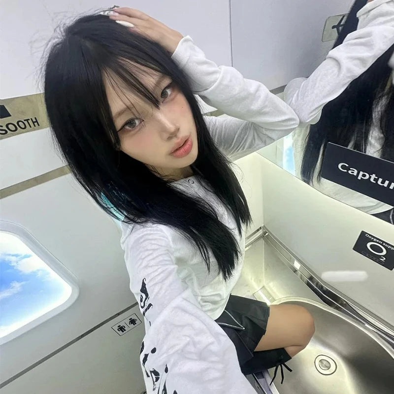 تي شيرت نسائي أمريكي عتيق من Genayooa بغطاء رأس مطبوع عليه رسومات، تي شيرتات عتيقة من Y2K، ملابس الشارع اليابانية من طراز 2000، تي شيرتات جرونج من E-girls