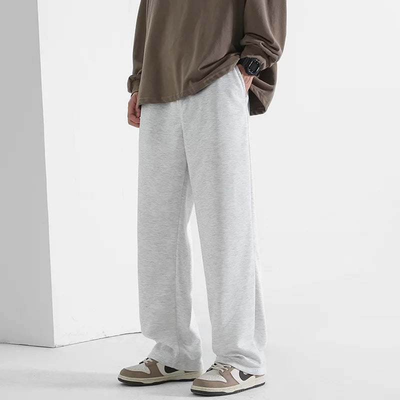 Young Men's Straight Leg Joggers Fall Casual Pants Loose Fit Drawstring Trousers Versatile Draped Fashion Athletic Wear Big Size