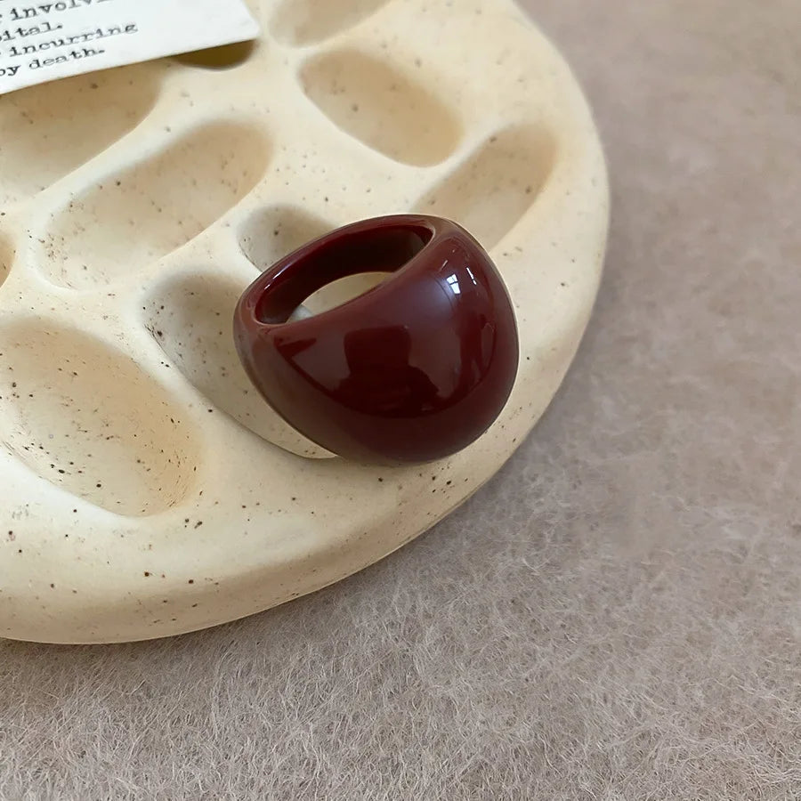 خاتم من الراتنج الأكريليكي بألوان الحلوى، بتصميم هندسي دائري بسيط وعصري، مناسب للأصابع، خواتم نسائية قابلة للتكديس، إكسسوارات مجوهرات يدوية.