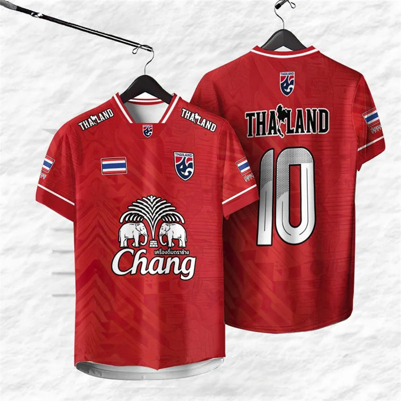 Thailand Number 10 Jersey T-shirt For Men Elephant Print Graphic Short Sleeve Sport T Shirt Outdoor Summer Daily Breathable Tee