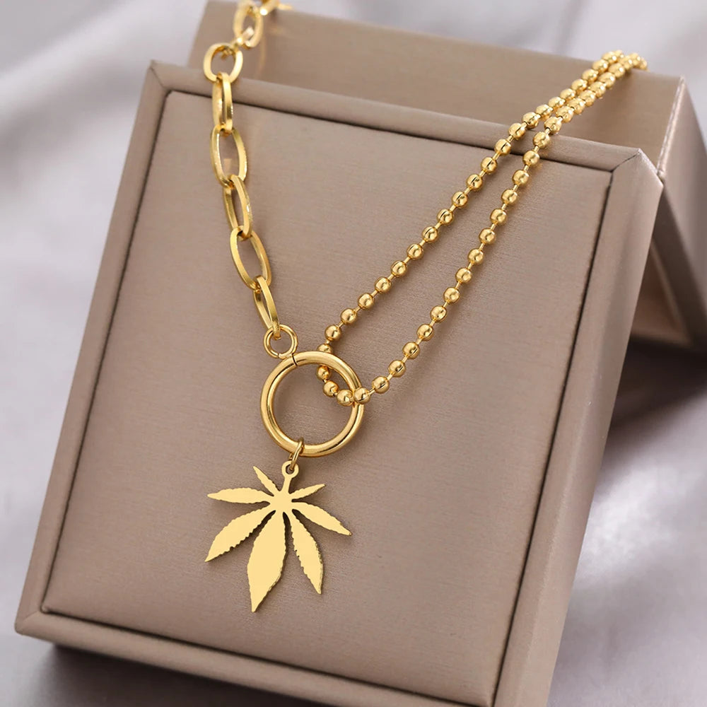 قلادات من الفولاذ المقاوم للصدأ، عصرية، رقيقة، أنيقة، مزيج من سلاسل اللؤلؤ المتطابقة، قلادة للنساء، مجوهرات، هدية