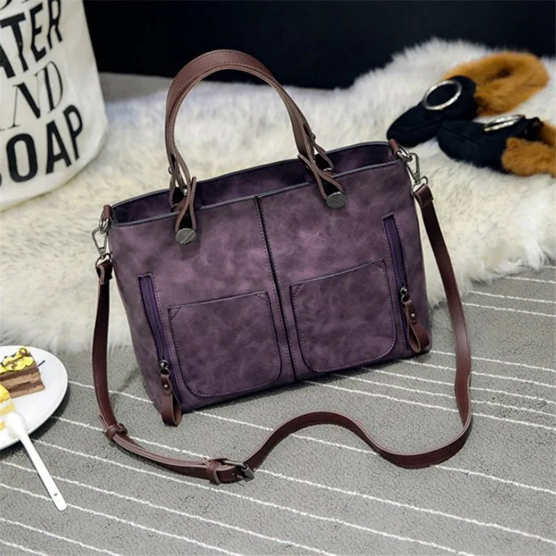 حقيبة كتف جلدية بتصميم كلاسيكي من أوروبا وأمريكا، حقيبة حمل بسحاب وجيبين، حقائب كروس كلاسيكية للنساء للعمل والمناسبات الخاصة