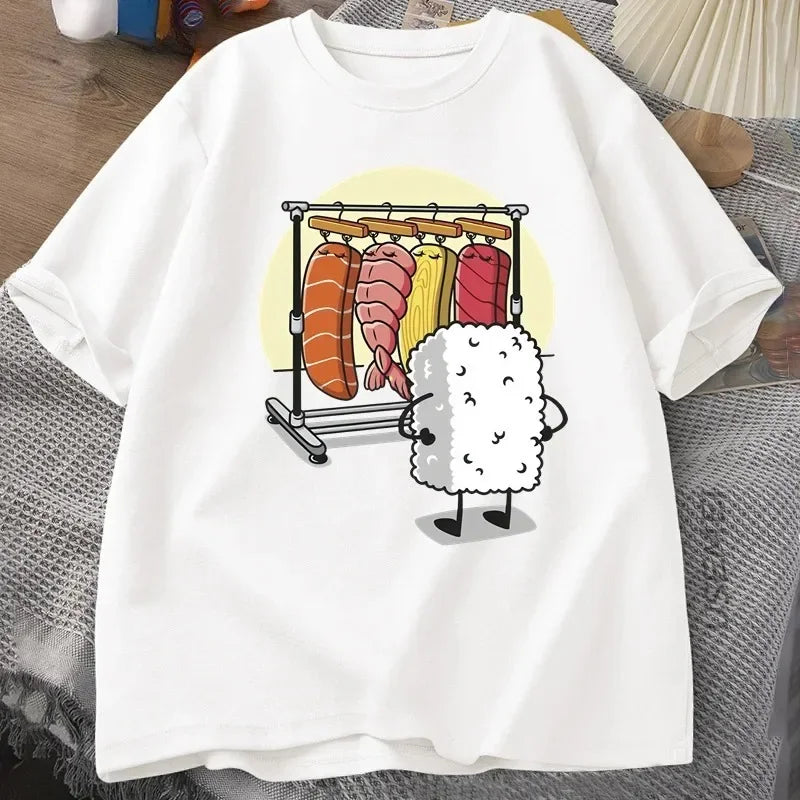 Sushi Wardrobe T Shirt Women Funny T-shirt Graphic T Shirts Loose Short-sleeve Pritned Tshirt Women Tops