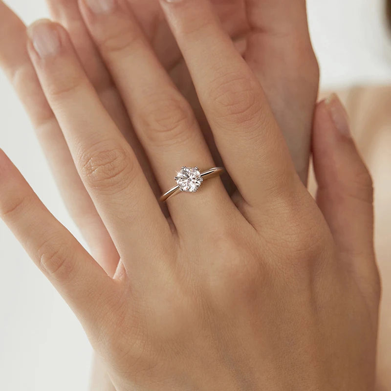 خاتم مويسانيتي معتمد من GRA 1-5CT من الألماس المختبري VVS1 خاتم سوليتير للنساء خاتم خطوبة وعد زفاف عالي الجودة