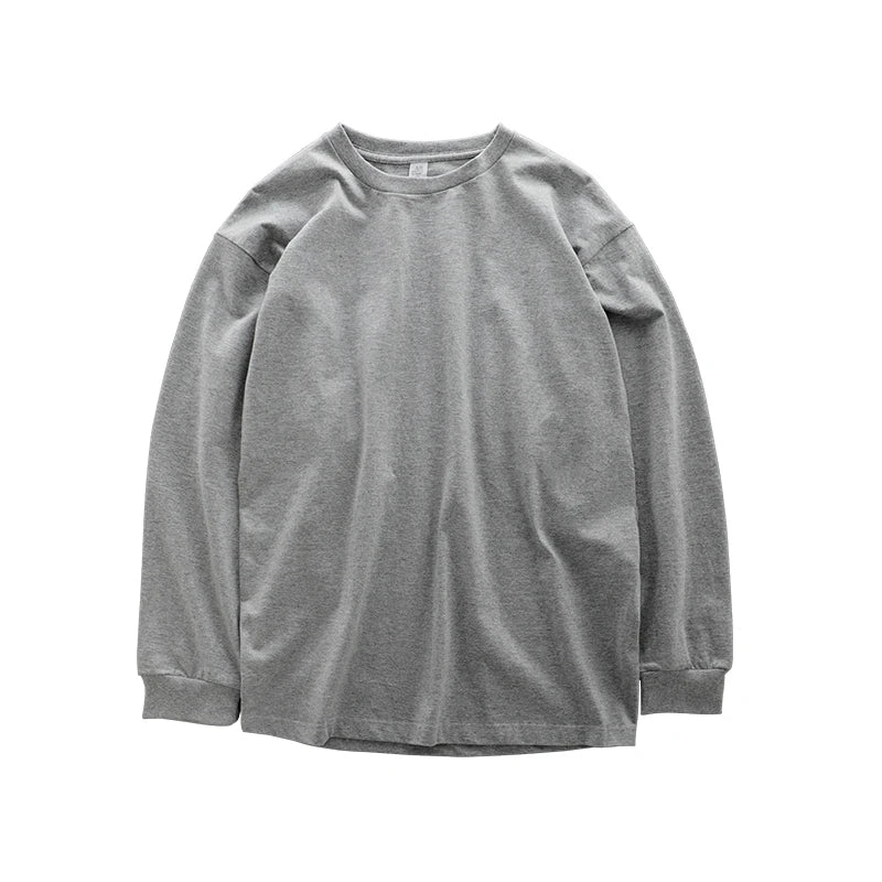 تيشيرت رجالي بأكمام طويلة من دوكين، وزن 280 غرام، مصنوع من القطن الخالص 100%، بقصة واسعة ولون سادة، ملابس رجالية.