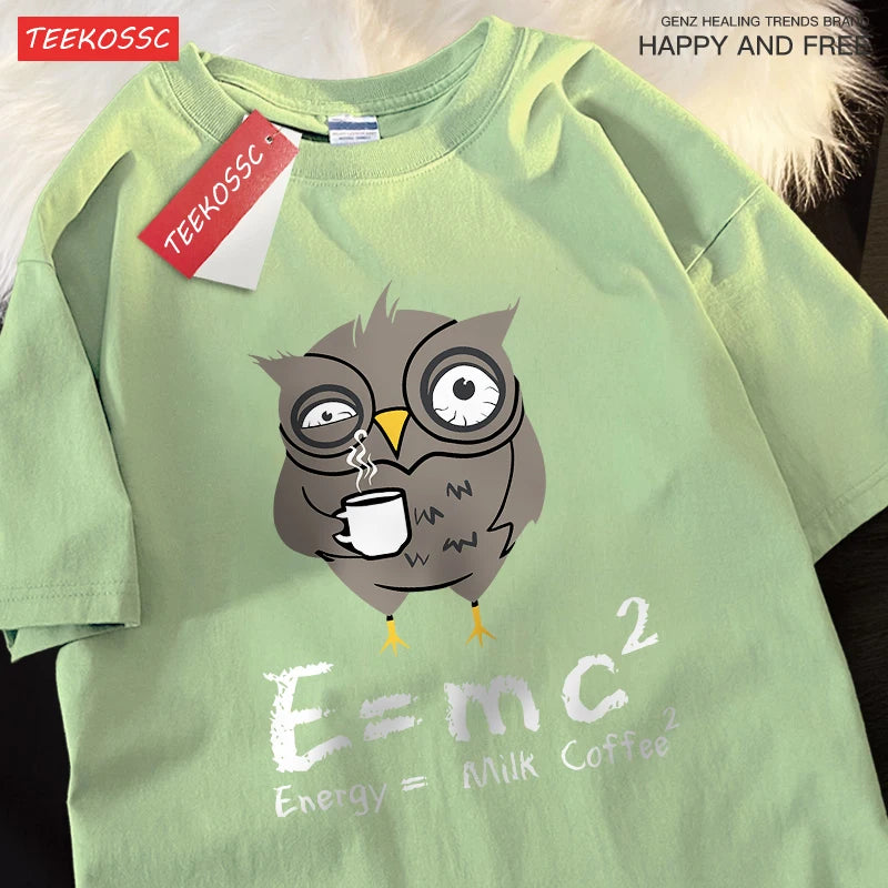 تيشيرتات رجالية مطبوعة بشعار قهوة إنرجي ميلك، مصنوعة من القطن، بتصميم فضفاض وواسع، مناسبة لملابس الشارع، بتصميمات متنوعة تناسب الأزواج.