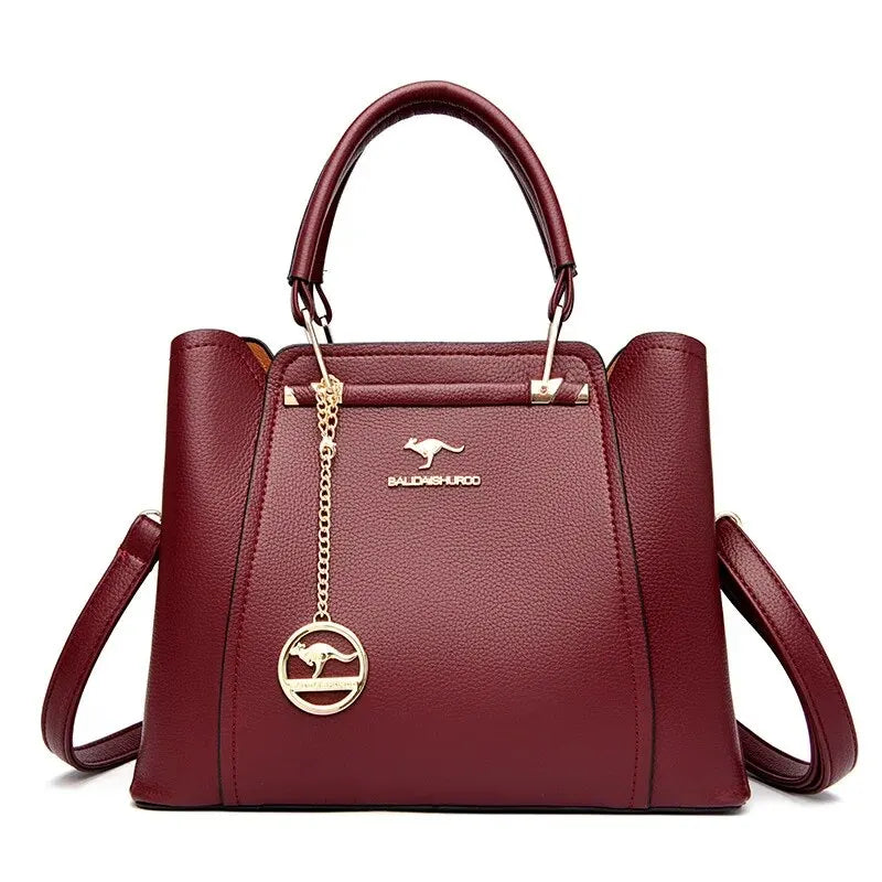 حقيبة يد نسائية أنيقة بمقبض من جلد البولي يوريثان الناعم، حقيبة كتف بتصميم متقاطع، حقيبة تسوق كبيرة السعة، حقيبة حمل