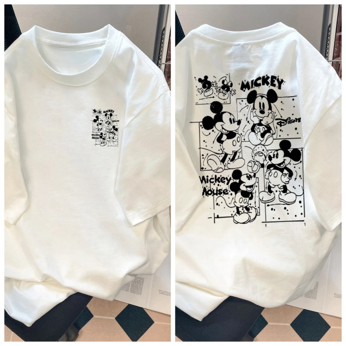 تيشيرت ديزني ميكي ماوس الجديد لعام 2025، بأكمام قصيرة، مصنوع من القطن الخالص، فضفاض ومريح، مناسب للرجال والنساء، قطعة علوية عصرية متعددة الاستخدامات لفصل الصيف