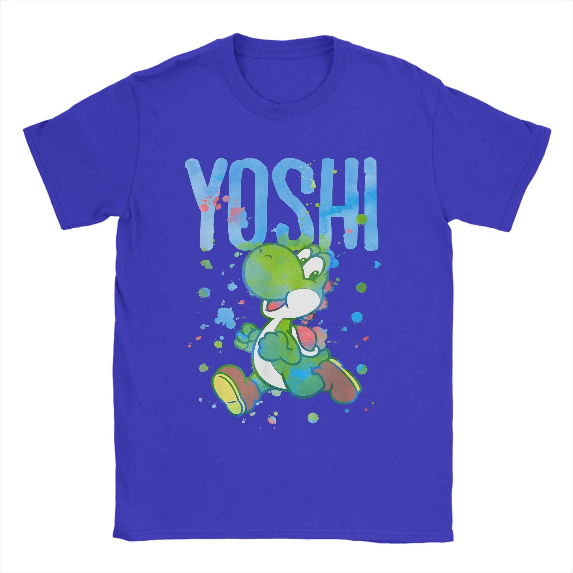 تي شيرت رجالي بألوان مائية من سوبر ماريو يوشي، تي شيرتات أنمي كلاسيكية بأكمام قصيرة ورقبة دائرية، ملابس جديدة من القطن الخالص
