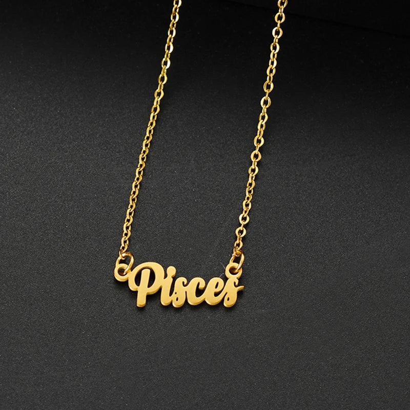 Stainless Steel 12 Zodiac Constellation Necklace for Women Aries Gemini Aquarius Pisces Leo Pendants Necklaces Astrology Jewelry