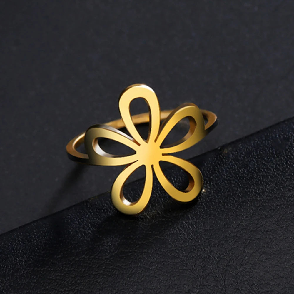 خواتم زهور بتصميمات متنوعة للنساء والفتيات، مصنوعة من الفولاذ المقاوم للصدأ، على شكل زهرة الأقحوان، مثالية لحفلات الزفاف والخطوبة وأعياد الميلاد، مجوهرات أنيقة، هدية مثالية للنساء.