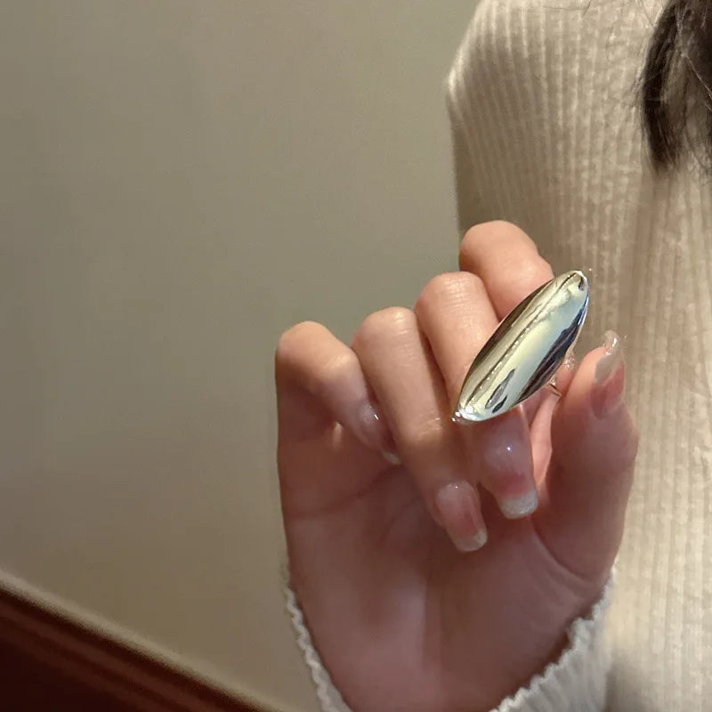 خاتم مفتوح من الفضة الإسترليني عيار 925 بتصميم بانك على شكل قلب، بتصميم هندسي غير منتظم، قابل للتكديس، هدية مجوهرات للنساء والفتيات، خدمة توصيل مباشرة بالجملة