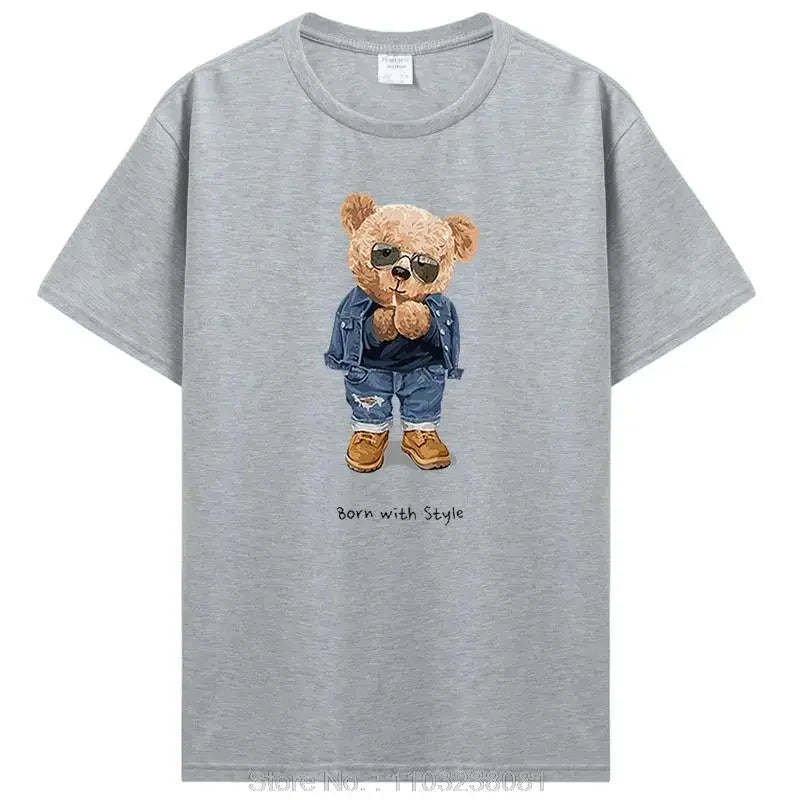 تي شيرت رجالي مضحك على شكل دب غولف للبيع الساخن، تي شيرت صيفي كاجوال من القطن، ملابس للجنسين، تي شيرت رجالي، ملابس الشارع، هاراجوكو