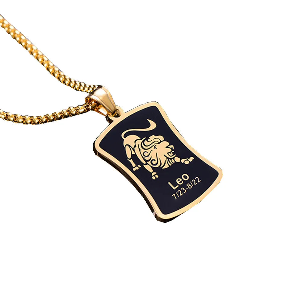 قلادة برج الأسد المكونة من 12 برجًا للرجال/النساء، هدايا أعياد الميلاد، مصنوعة من الفولاذ المقاوم للصدأ، قلادة برج العقرب باللون الذهبي، مجوهرات برج الأبراج