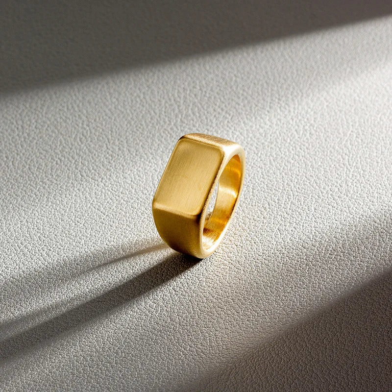 خاتم HNSP 316L من الفولاذ المقاوم للصدأ للرجال 2024 خواتم ختم مستطيلة ناعمة إكسسوارات مجوهرات الأصابع