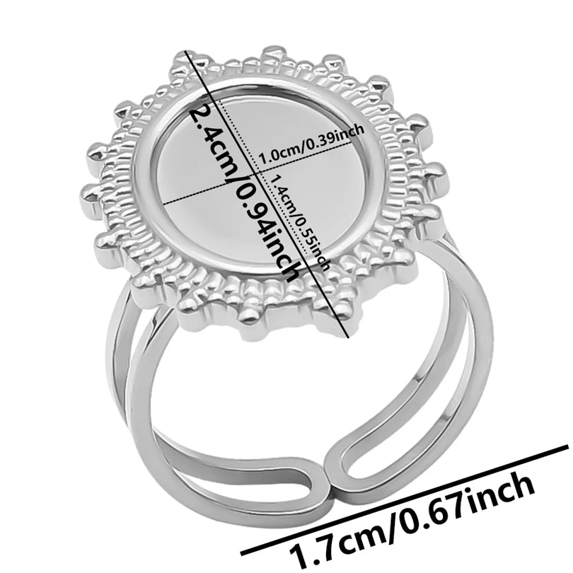 خواتم من الفولاذ المقاوم للصدأ بتصميم هندسي دائري بيضاوي على شكل قلب، قابلة للتعديل، مصنوعة يدويًا، مناسبة للنساء والرجال، بتصميم مفتوح.