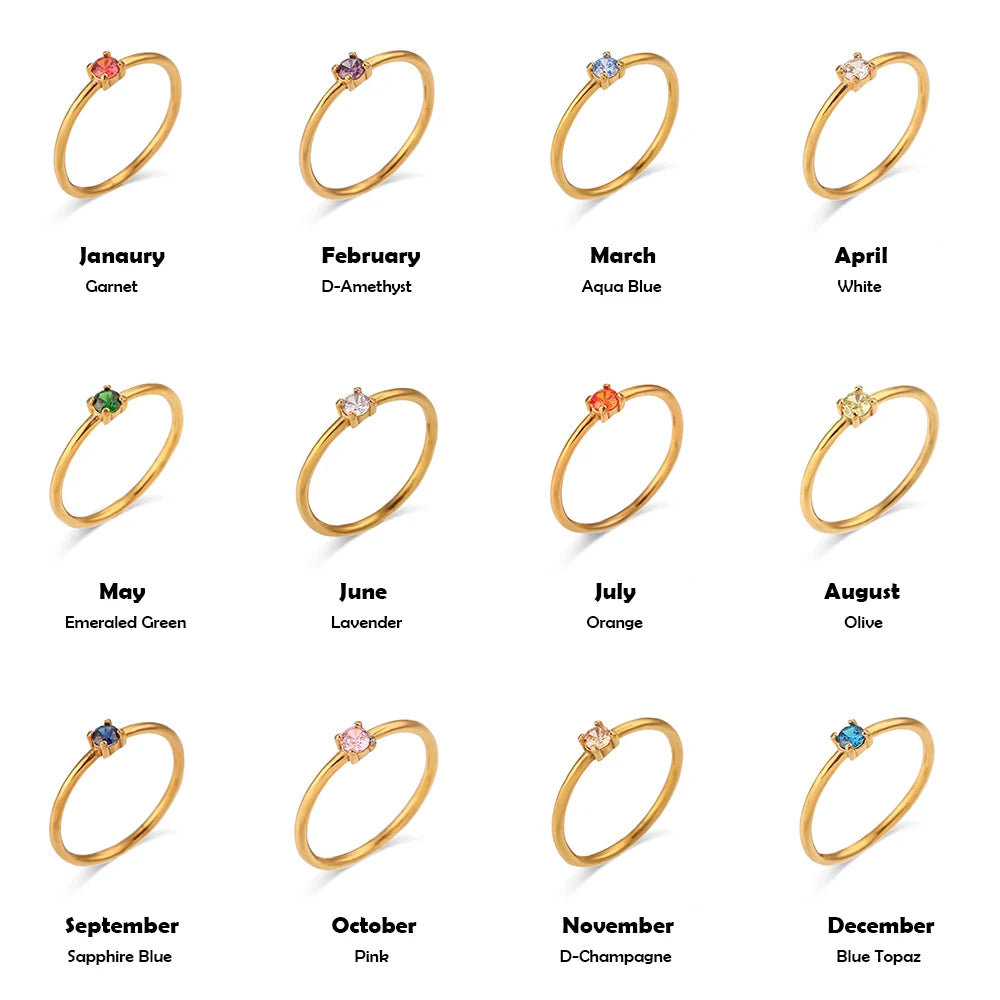 خاتم إيبيل للنساء، مطلي بالذهب، مصنوع من الفولاذ المقاوم للصدأ، مرصع بأحجار الزركونيا المكعبة، بتصميم الأبراج الاثني عشر، هدية مثالية لأعياد الميلاد.