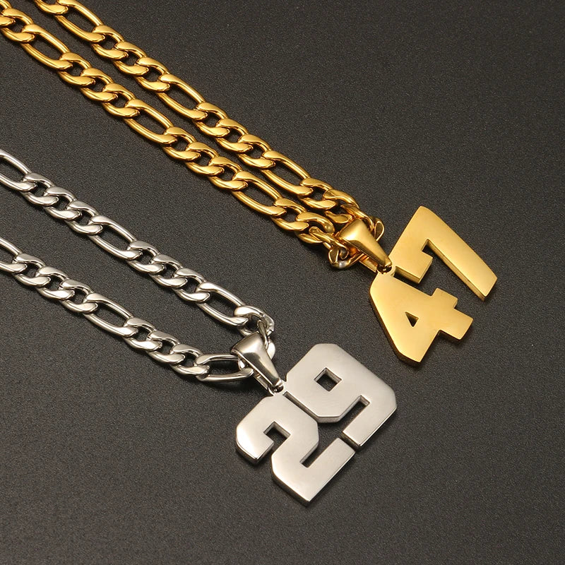 تصميم قلادة أرقام NK للرجال والنساء والأطفال والبنات من الفولاذ المقاوم للصدأ على شكل سلسلة فيجارو مجوهرات عصرية هدايا