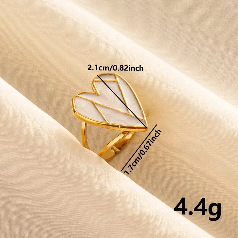 خواتم مفتوحة فاخرة بتصميم غير منتظم من الفولاذ المقاوم للصدأ، مطلية بالمينا البيضاء، بلون ذهبي بوهيمي، قابلة للتعديل، مناسبة للنساء، هدايا مجوهرات ساحرة