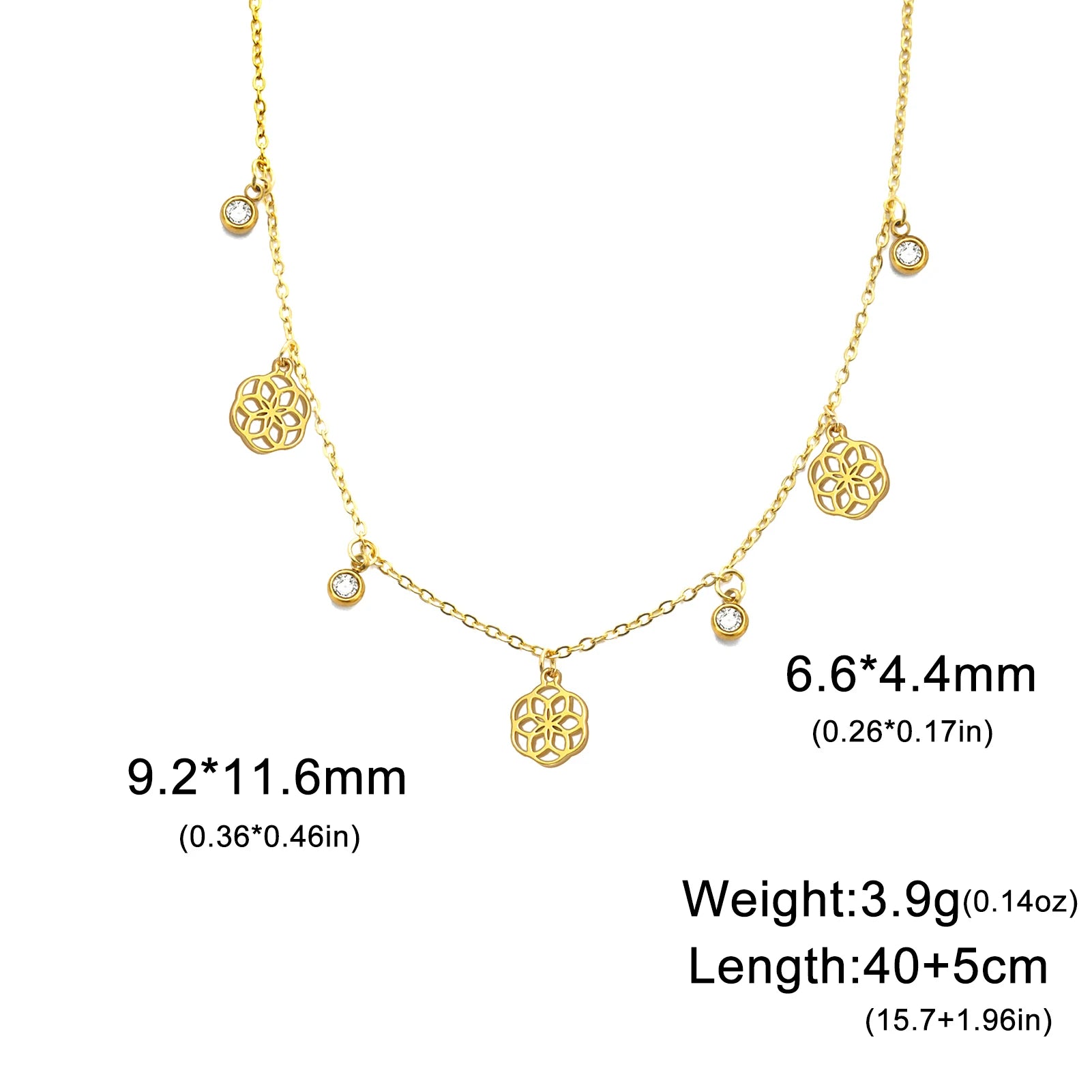 Lucktune Lotus Flower Zircon Pendant Necklace for Women Bohemian Stainless Steel Choker Chain Necklace Jewelry Birthday Gift New