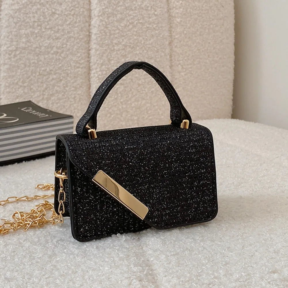 حقيبة كتف مربعة صغيرة عصرية على الطراز الكوري حقيبة يد لامعة حقيبة تنقل يومية حقيبة رسول عادية