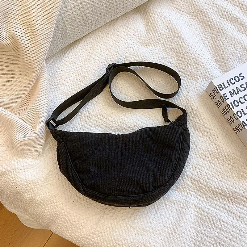 حقيبة كتف هوبوس نسائية من قماش مخملي سادة بلون سادة، حقائب كروس نسائية كاجوال، حقائب سفر يومية، حقيبة رسول