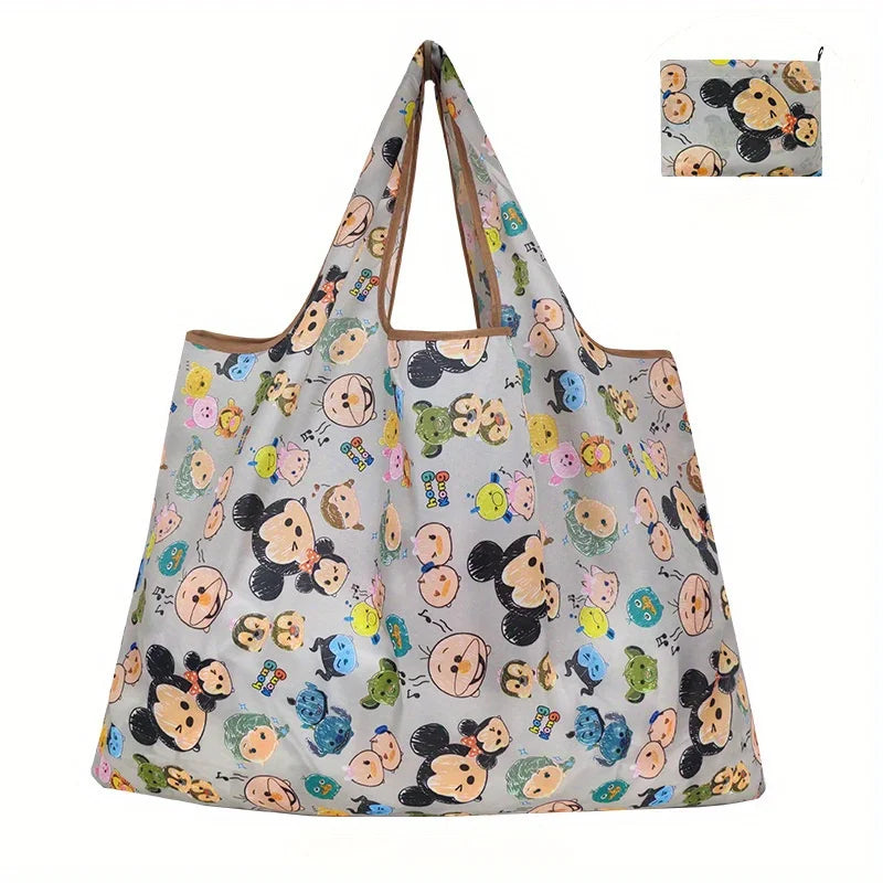 حقائب تسوق ديزني قابلة لإعادة الاستخدام، قابلة للطي، كبيرة الحجم، حقائب تسوق متينة، قابلة للغسل، حقائب بقالة من القماش، حقائب صديقة للبيئة