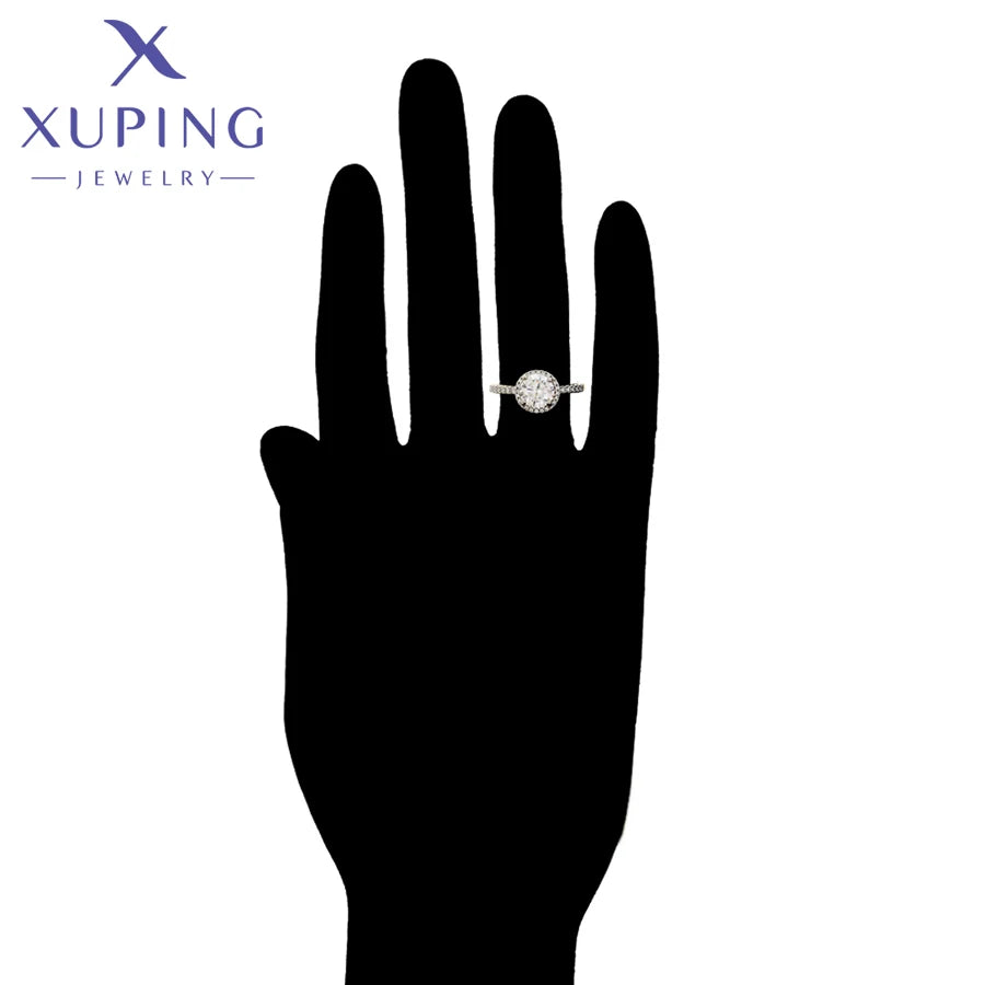 طقم خواتم Xuping Jewelry الدائرية الأنيقة للأزواج، مطلية بالذهب، هدية زفاف أو هدية حفلة X000755118