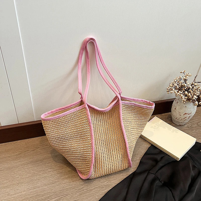 Women's Fashion Versatile Large-capacity Braid Shoulder Bags Designer Straw Woven Summer Beach Bags Ladies Leisure Tote Bag