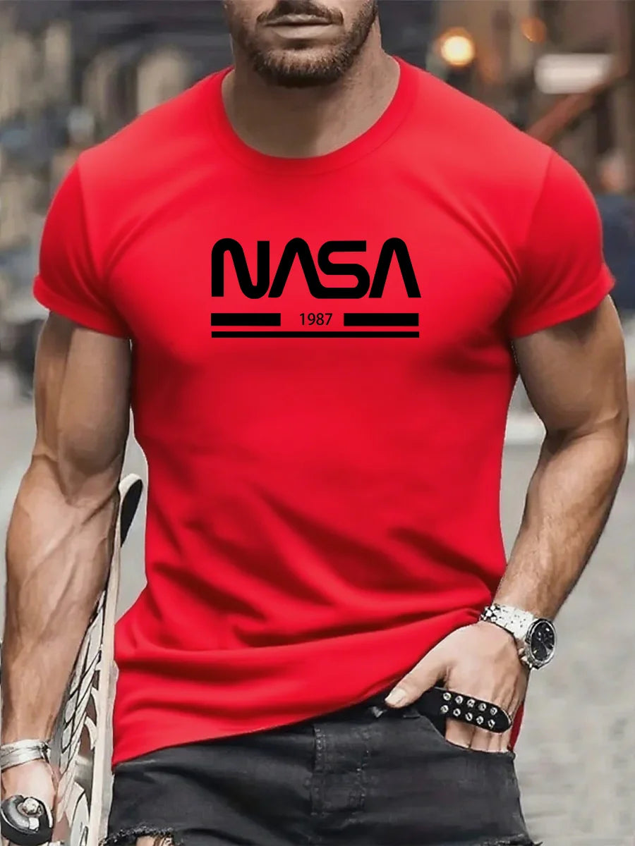 تي شيرت رجالي رياضي قابل للتنفس بطبعة جرافيكية لعام 2025، تي شيرت قطني بأكمام قصيرة، تي شيرت صيفي من علامة تجارية للشارع