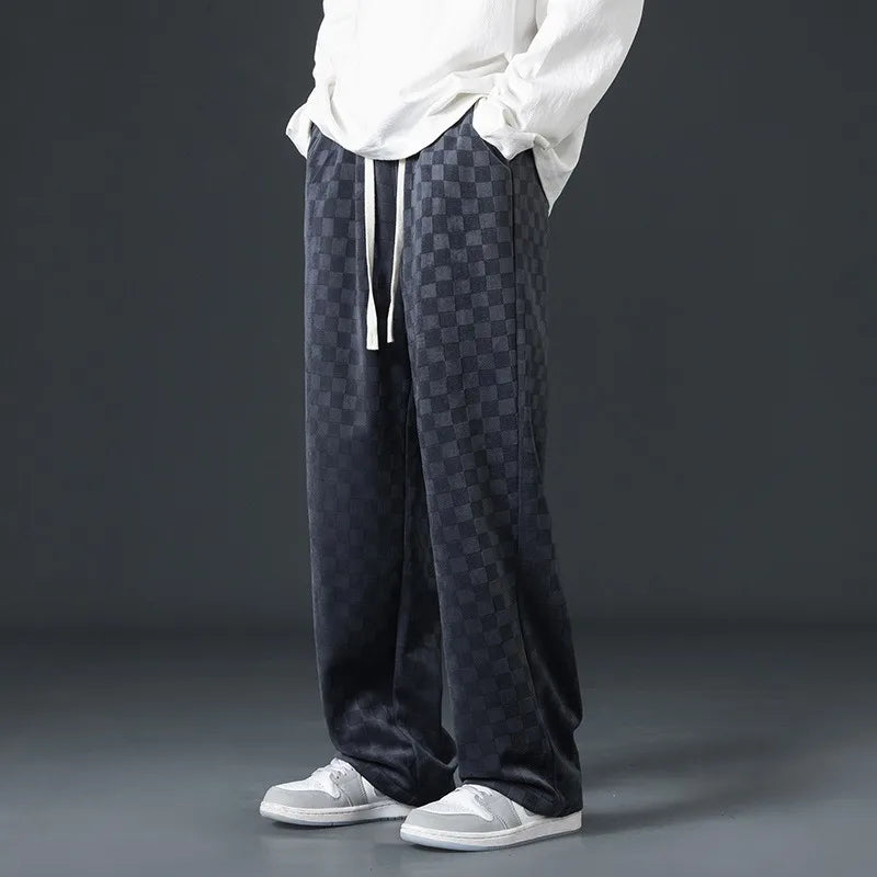 Corduroy Pants Men's Spring Autumn Loose Straight Wide-leg Sweatpants Hong Kong Style Sports Casual Trousers