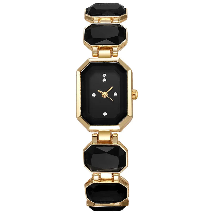 Small cube candy watch, large gemstone, colorful emerald, niche, high-end, light luxury, fashionable bracelet, watch for ladies