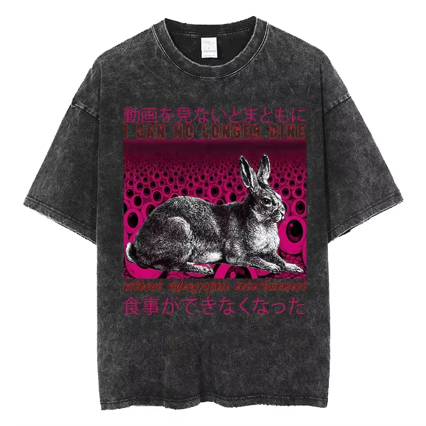 تي شيرتات Vintage Washed The Harbinger of Awkward Situations تي شيرت Weirdcore Japanese Funny Graphic تي شيرت رجالي Harajuku