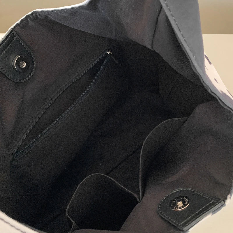 حقيبة كتف أنيقة بنقشة جلد البقر، سعة كبيرة، جودة عالية، حقيبة حمل يومية للنساء، حقيبة يد عالية الجودة من قوانغتشو