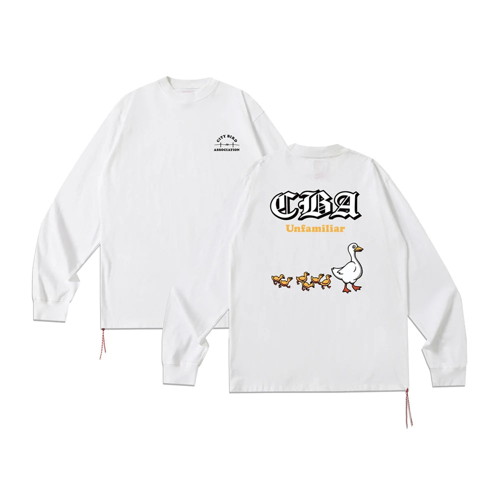 KUCLUT Fashion Best Quality Cartoon Printed Tee Streetwear Casual Loose Long Sleeves Tops Oversize 100%Cotton T Shirt Men Woman